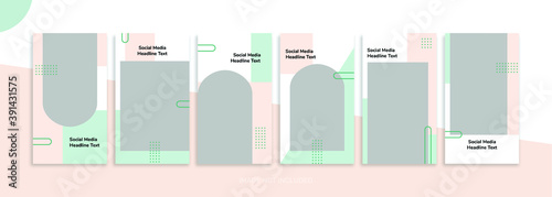 Set of editable templates for Instagram stories, Facebook stories, for personal profile, artist, trainer, motivator, coach, ads, promotional, and business. With simple pink and blue color. (1/1)