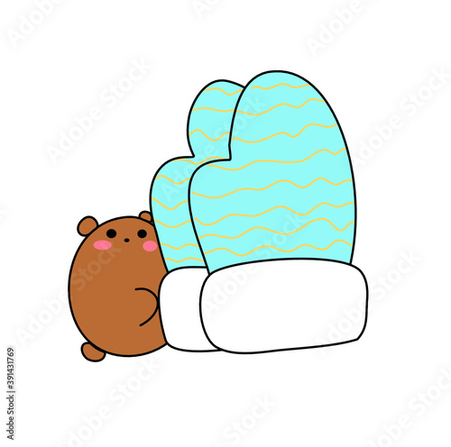 teddy bear with winter gloves