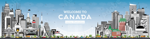Welcome to Canada City Skyline with Gray Buildings and Blue Sky.