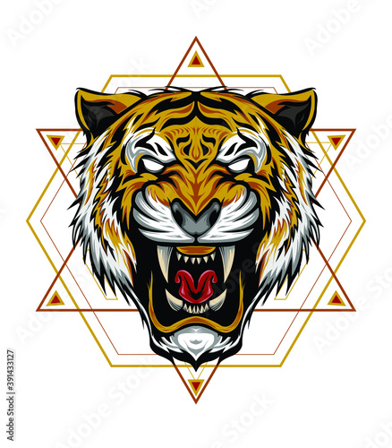 Logo tiger vector. angry tiger illustration design template.