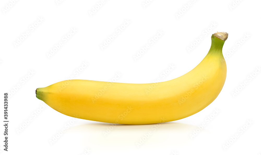 Ripe yellow Banana isolated on a white background. Clipping path.