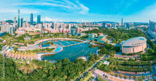 Aerial scenery of Dongguan central square, Guangdong Province, China