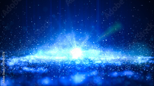 Beautiful Blurry Particles Dust Floating with Flare on Black Background.Particles In The Air With Bokeh
