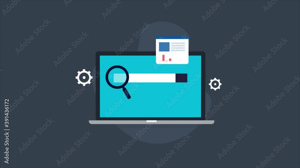 Search engine optimization and business intelligence, data analysis concept. Animation 2d video. Search engine optimization and business intelligence, data analysis concept. Animation 2d video.