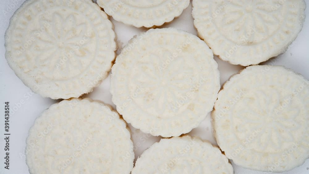 top view traditional Chinese Yam Barley Cake turning top view traditional Chinese Yam Barley Cake turning