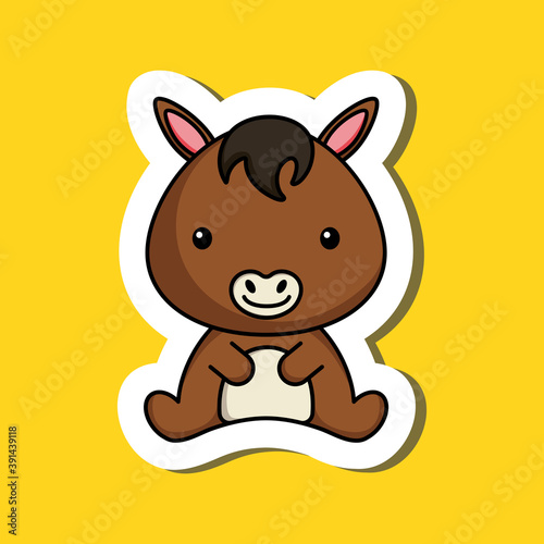 Wallpaper Mural Cute cartoon sticker little horse logo template. Mascot animal character design of album, scrapbook, greeting card, invitation, flyer, sticker, card. Vector stock illustration. Torontodigital.ca