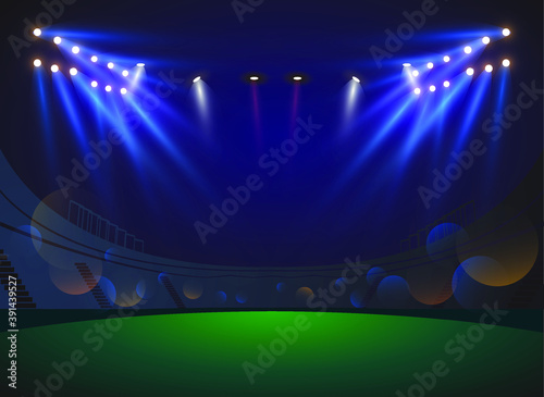 Bright stadium arena lights. Sports stadium with lights, eps 10.