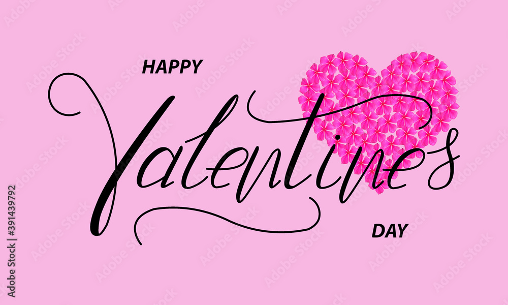 Happy Valentine's day! Card, online banner, greeting card, Flat lay on Valentine's Day,  on a pink background