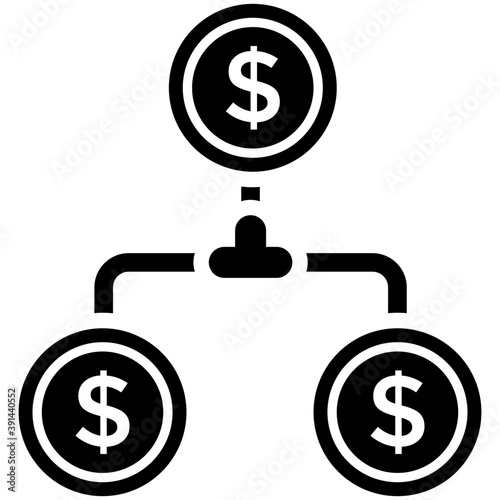 
Solid icon design of dollar cash and a coin
