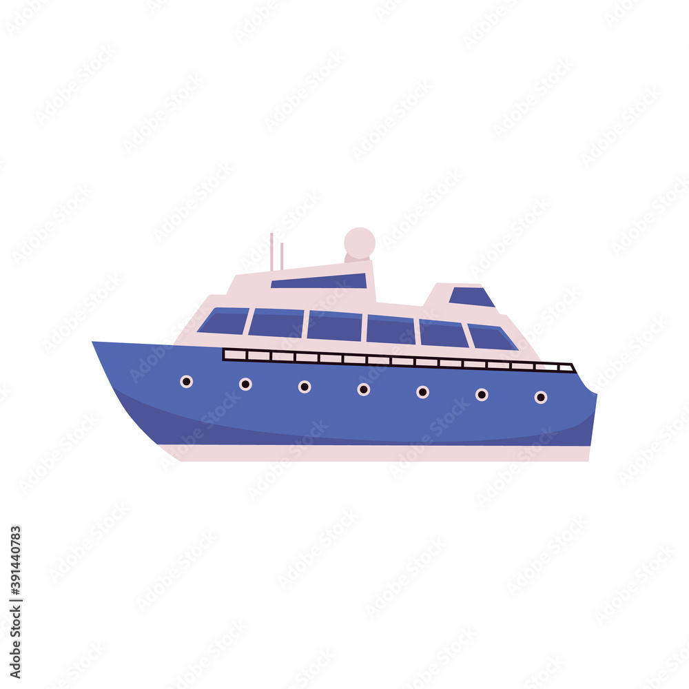 Nautical cruise tourist liner cartoon icon, flat vector illustration isolated.
