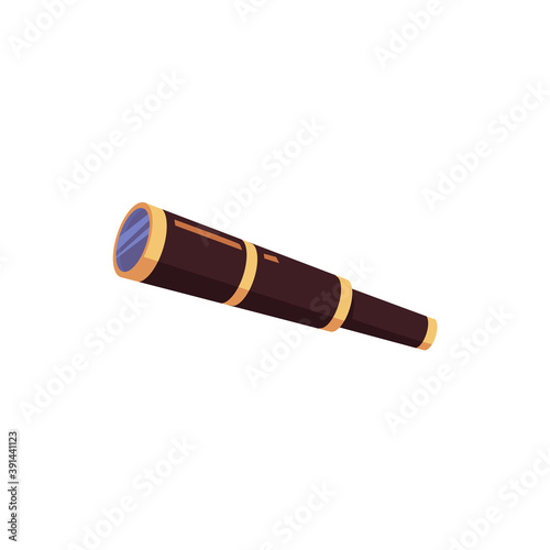 Sailor or pirate foldable telescope flat cartoon vector illustration isolated.