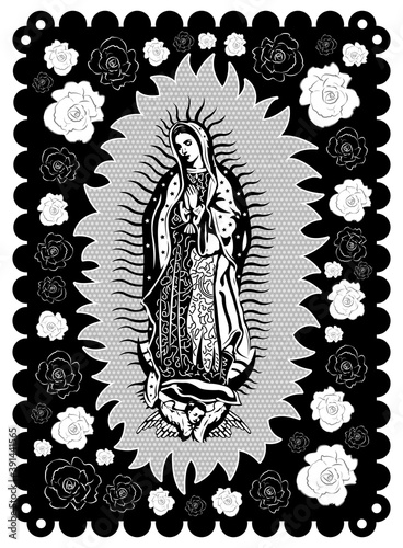 Virgin of Guadalupe poster style vector illustration.