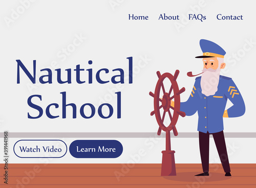 Landing page template for nautical or sailors school a vector illustration