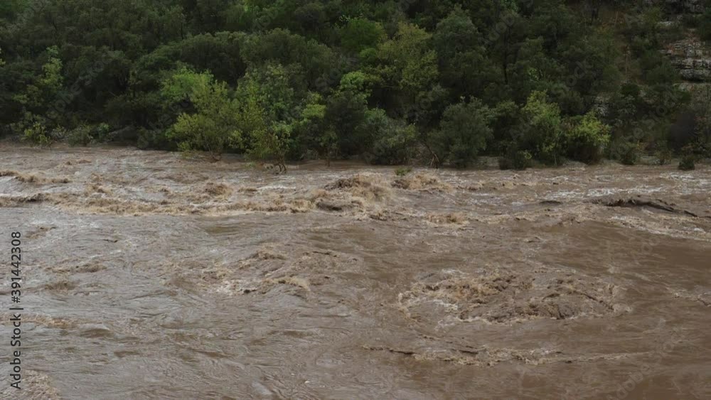 Cevenol storms, canyon of Herault, Occitanie, France. The river Herault and floods during the cevenol storms in September 2020 Cevenol storms, canyon of Herault, Occitanie, France. The river Herault and floods during the cevenol storms in September 2020