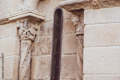 Detail in Santiago or James Church of Allariz close to Plaza Maior or Main Square photo