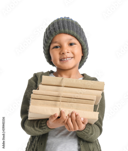 Cute African-American boy w...