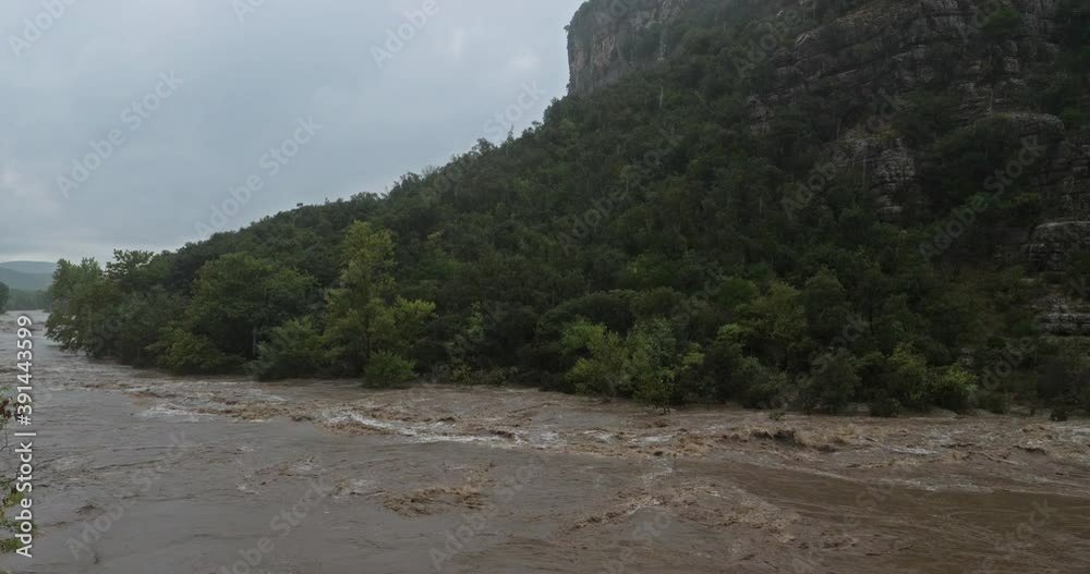 Cevenol storms, canyon of Herault, Occitanie, France. The river Herault and floods during the cevenol storms in September 2020 Cevenol storms, canyon of Herault, Occitanie, France. The river Herault and floods during the cevenol storms in September 2020
