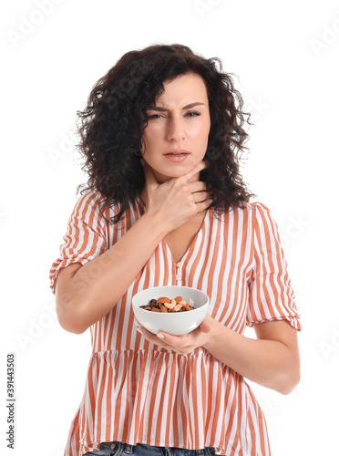 Young woman with food aller...
