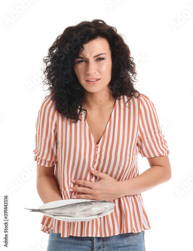 Young woman with food aller...