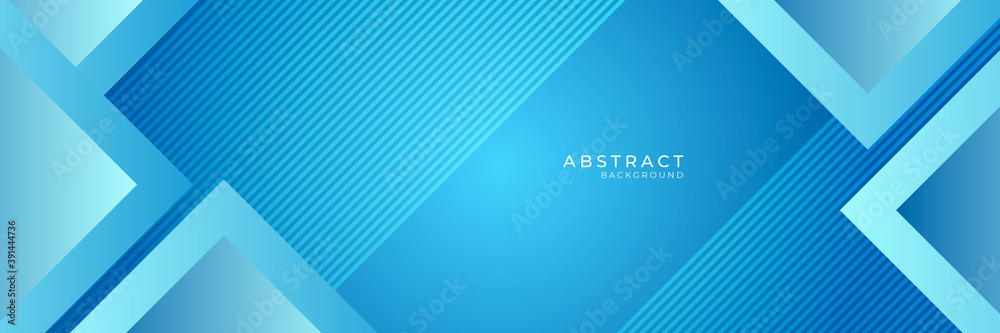 Minimal blue technology geometric background. Dynamic blue shapes composition with orange lines. Abstract background modern hipster futuristic graphic.