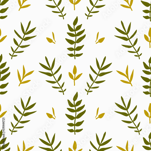 Simple with leaves floral endless background. Vector illustration