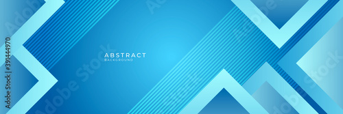 Minimal blue technology geometric background. Dynamic blue shapes composition with orange lines. Abstract background modern hipster futuristic graphic.