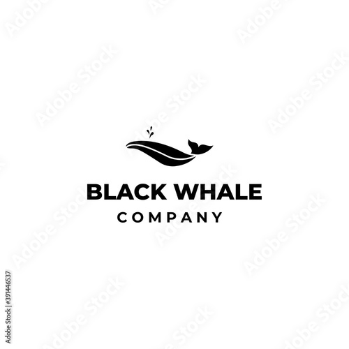 Black whale logo icon retro vintage design vector illustration