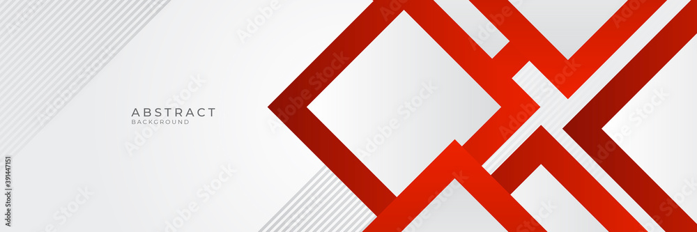 Modern red white abstract banner background with red square lines. Vector illustration design for presentation, banner, cover, web, flyer, card, poster, wallpaper, texture, slide, magazine