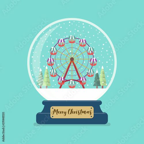 Ferris wheel in Merry christmas glass ball