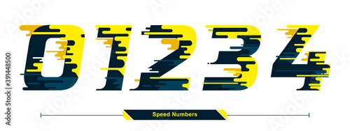 Numbers Typography Font Color speed modern style in a set 01234