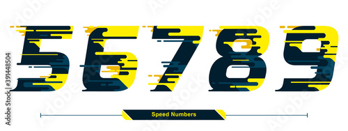 Numbers Typography Font Color speed modern style in a set 56789