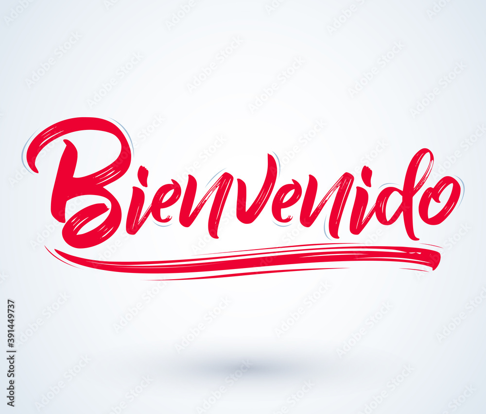 Bienvenido, Welcome spanish text - lettering vector illustration.