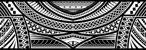 Art tattoo sleeve in polynesian border