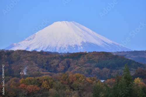 紅葉の先の富士山