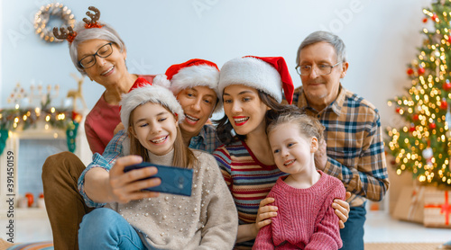family celebrating Christmas