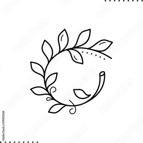 Ikebana, liana climbing plant vector icon in outlines