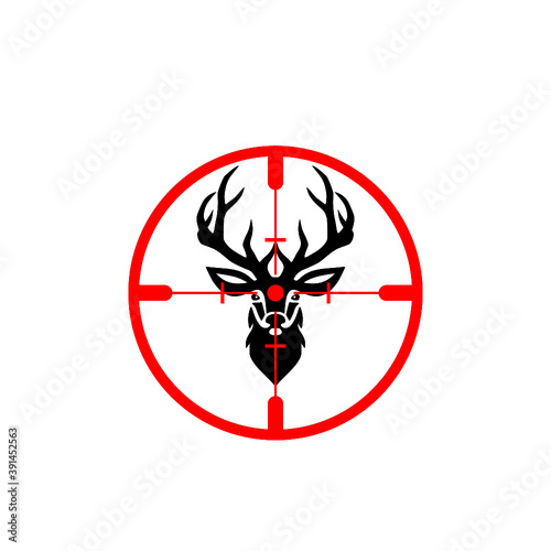 Hunt on deer with crosshairs icon isolated on white background