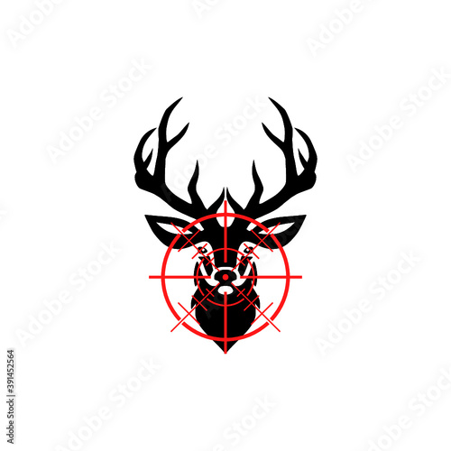 Hunt on deer with crosshairs icon isolated on white background