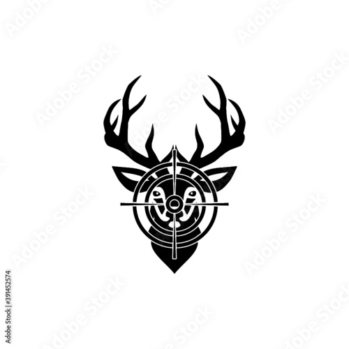 Hunt on deer with crosshairs icon isolated on white background