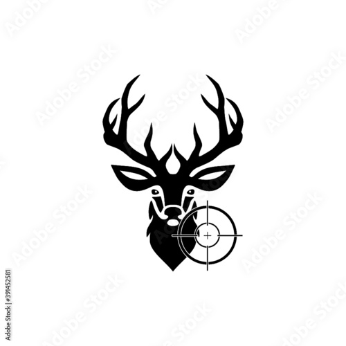 Hunt on deer with crosshairs icon isolated on white background