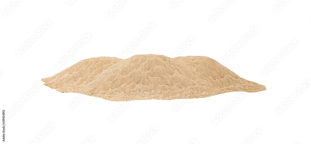 Sand pile in construction site isolated on white background , clipping path