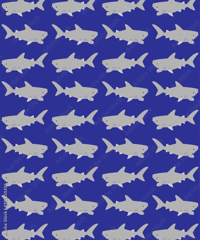 shark cartoon doodle seamless vector pattern eps 10