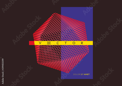 Crystal consisting of small particles. Object with dots. Molecular grid. 3d vector illustration. Futuristic connection structure for education and science.