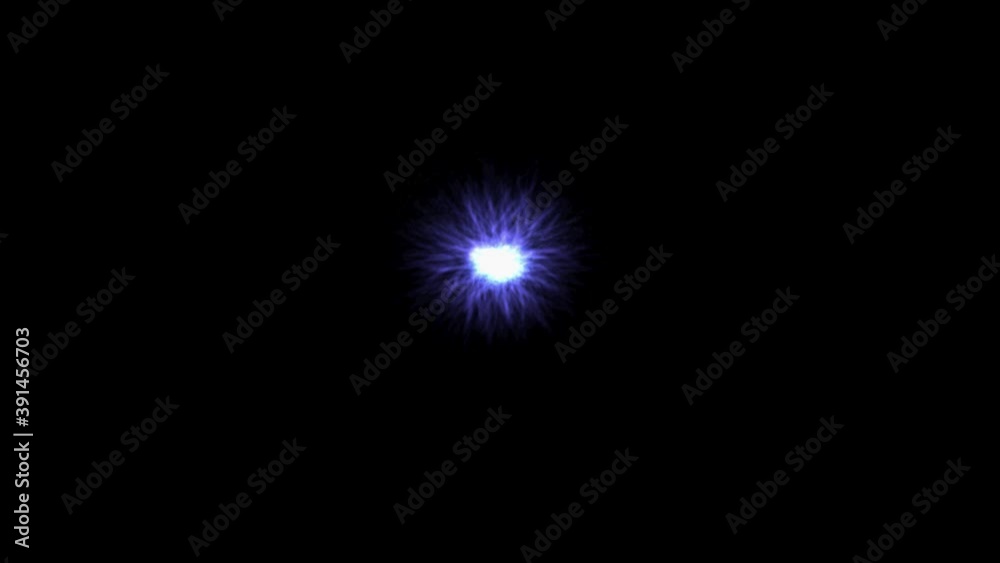 Luminous blue particle. Isolated object. Black background