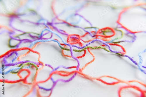 selective focus at different threads for knitting