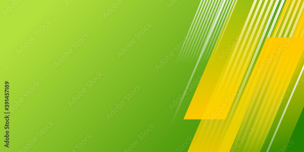 Yellow stripes abstract background on green background. Vector ...