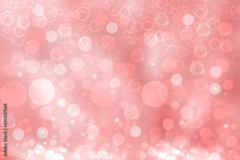 Abstract gradient pink purple background texture with blurred bokeh circles and white lights. Space for design. Beautiful backdrop.