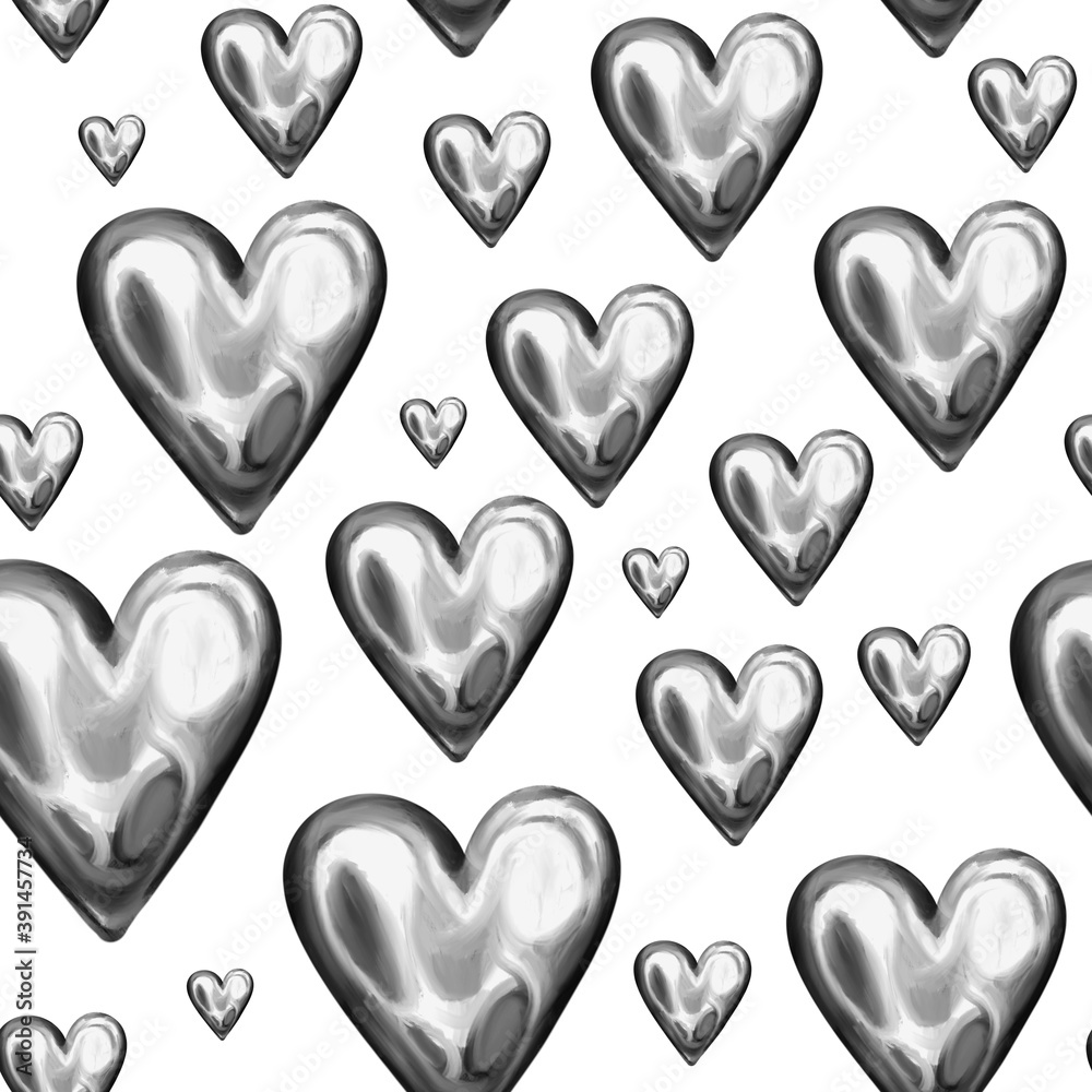 Hearts seamless pattern, love, valentine's day. Design for packaging, textiles, wallpaper, postcards.