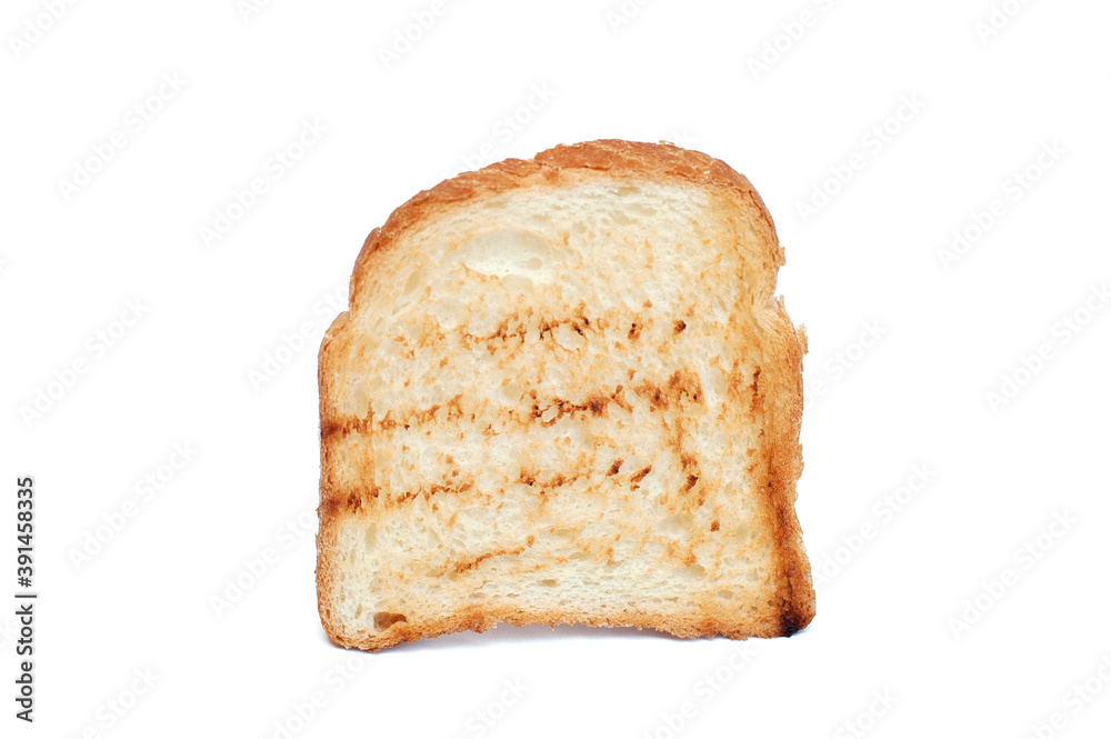 Slice of bread toaster isolated on white background