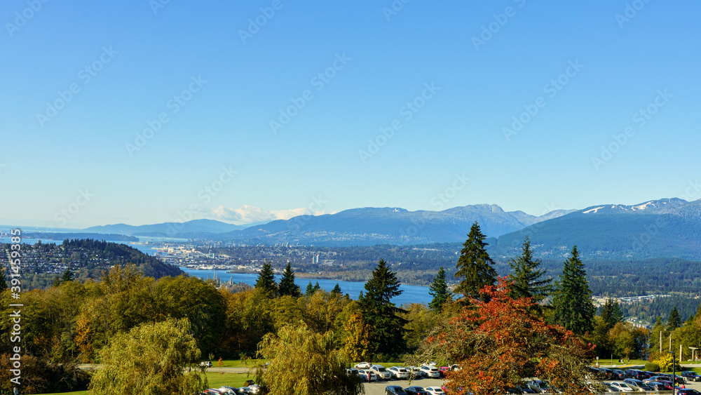 Fall walk in the park, with a spectacular view down Burrard Inlet, BC